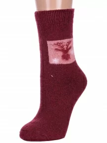 Женские теплые махровые носки Hobby Line, Нжамв6008-9, БОРДОВЫЕ