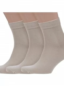 Комплект из 3 пар мужских носков Grinston socks (PINGONS) из 100% хлопка, 3-15D12, БЕЖЕВЫЕ