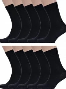 Комплект из 10 пар мужских носков Брестские (БЧК) из 100% хлопка, 10-15С2225, рис. 000, ЧЕРНЫЕ