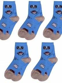 Комплект из 5 пар детских носков LORENZLine, 5-Л41, БЕЖЕВО-ГОЛУБЫЕ