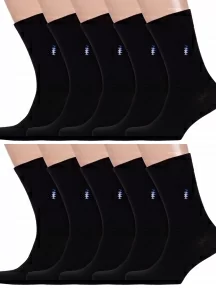 Комплект из 10 пар мужских носков Брестские (БЧК), 10-14с2122, рис. 464, ЧЕРНЫЕ