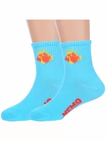 Комплект из 2 пар детских спортивных носков Hobby Line ГОЛУБЫЕ (2-Ндх3594)