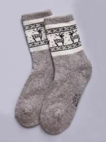 Носки из 100% монгольской шерсти (Монголка) СЕРЫЕ, рис. 1 (01107)