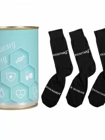 Мужские носки "Трио " в банке, 1БАН_ПрофН, "Лучшему врачу" / черные