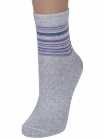 Женские носки Альтаир, С46, СВЕТЛО-СЕРЫЕ с сиреневыми полосками