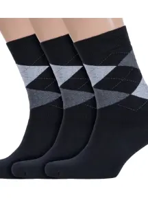 Комплект из 3 пар мужских махровых носков RuSocks (Орудьевский трикотаж) ЧЕРНЫЕ (3-М3-33064)