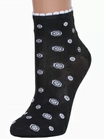 Женские носки Альтаир, С211, ЧЕРНЫЕ с белыми пуговицами