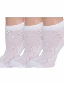 Комплект из 3 пар женских носков Grinston socks (PINGONS) из микромодала, 3-17D3, БЕЛЫЕ