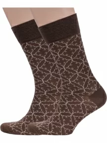 Комплект из 2 пар мужских носков Sergio Di Calze из мерсеризованного хлопка, 2-20SC3, КОРИЧНЕВЫЕ