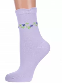 Женские бамбуковые носки с махровым следом LORENZline, Б8, СИРЕНЕВЫЕ, рис. цветы