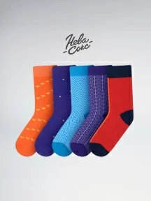Набор из 5 пар мужских носков "Нева-Сокс", НС-5-НМ211, микс "Апельсиновый фреш"