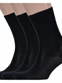 Комплект из 3 пар мужских носков Брестские (БЧК) из мерсеризованного хлопка, 3-18С2005, рис. 000, ЧЕРНЫЕ