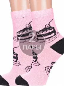 Комплект из 2 пар женских носков Альтаир, 2-А215, РОЗОВО-ЧЕРНЫЕ