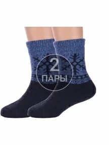 Комплект из 2 пар детских теплых махровых носков Hobby Line ТЕМНО-СИНИЕ (2-Ндад7620)