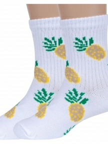Комплект из 2 пар детских носков Альтаир, 2-А225, БЕЛЫЕ с бежевыми ананасами
