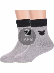 Комплект из 2 пар детских теплых махровых носков Hobby Line, 2-Ндад7621-06, СЕРЫЕ