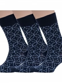 Комплект из 3 пар мужских носков Sergio Di Calze (PINGONS) из мерсеризованного хлопка, 3-20SC3, ТЕМНО-СИНИЕ