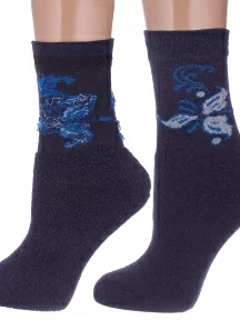 Женские носки с махровой стопой Альтаир, С26, ТЕМНО-СИНИЕ с синим