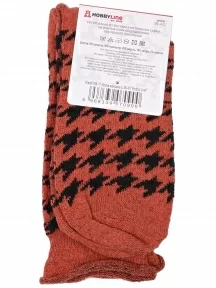 Женские теплые носки с ослабленной резинкой Hobby Line, Нжа6199-11, КРАСНО-КОРИЧНЕВЫЕ