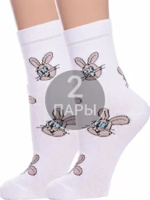 Комплект из 2 пар женских носков Брестские (БЧК) рис. 632, БЕЛЫЕ (2-23С1161)