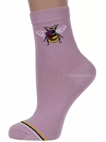 Женские носки Брестские (БЧК), 14С1100, рис. 413, СЕРО-РОЗОВЫЕ