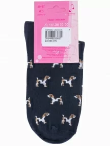 Женские носки LORENZline, Д128, ТЕМНО-СИНИЕ с собачками