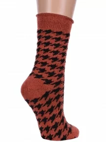 Женские теплые носки с ослабленной резинкой Hobby Line, Нжа6199-11, КРАСНО-КОРИЧНЕВЫЕ