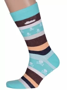 Мужские носки LORENZline, Е23, БИРЮЗОВЫЕ С ЧЕРЕПАМИ