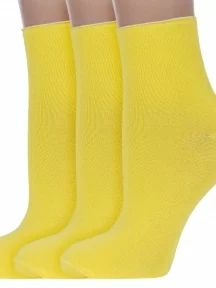 Комплект из 3 пар женских носков без резинки ХОХ, 3-G-1406, ЖЕЛТЫЕ