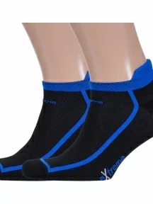 Комплект из 2 пар мужских носков с махровыми пяткой и мыском ХОХ, 2-SPM-10, ЧЕРНО-СИНИЕ