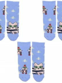 Комплект из 3 пар детских махровых носков Брестские (БЧК), 3-14С3060, рис. 868, ГОЛУБЫЕ