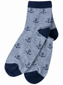 Детские носки "НАШЕ" Смоленской чулочной фабрики, 222С134, рис. 1, СЕРЫЕ МЕЛАНЖ с темно-синим № 54-4/3-1
