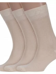 Комплект из 3 пар мужских бамбуковых носков ХОХ, 3-X-1114, БЕЖЕВЫЕ