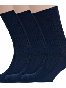Комплект из 3 пар мужских носков RuSocks (Орудьевский трикотаж) из 100% хлопка, 3-М3-11001, рис. 02, ТЕМНО-СИНИЕ