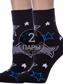 Комплект из 2 пар детских махровых носков Conte kids, 2-21С-13СП, рис. 598, ЧЕРНО-СИНИЕ