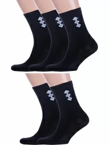 Комплект из 5 пар мужских носков Альтаир, 5-С45, ЧЕРНЫЕ со светло-серым