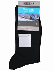 Мужские носки из мерсеризованной шерсти и хлопка LORENZline, В25, ЧЕРНЫЕ