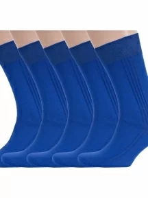 Комплект из 5 пар мужских носков RuSocks (Орудьевский трикотаж) из 100% хлопка, 5-М3-11001, рис. 03, ВАСИЛЬКОВЫЕ