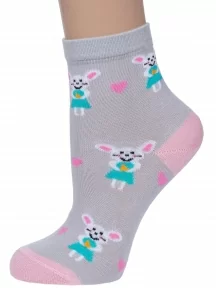 Комплект из 5 пар детских носков LORENZLine, 5-Л104, СЕРО-РОЗОВЫЕ с мышками