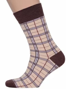 Мужские носки MSCLUB №М33, nm-358, БЕЖЕВЫЕ в клетку