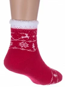 Детские махровые носки "Красная ветка", С-645, КРАСНЫЕ