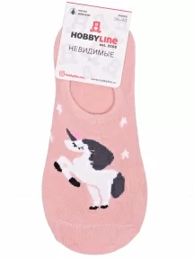 Женские ультракороткие носки Hobby Line, ННЖ17-41, РОЗОВЫЕ