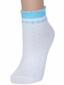 Женские бамбуковые носки PARA socks, L1D12, БЕЛЫЕ с бирюзовым