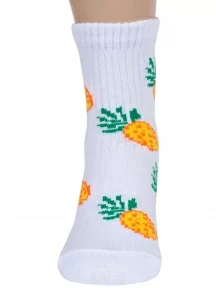 Детские носки Альтаир, А225, БЕЛЫЕ с желтыми ананасами