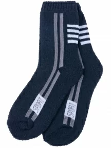 Детские махровые носки Hobby Line, 7480, ТЕМНО-СИНИЕ с серыми полосками