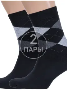 Комплект из 2 пар мужских махровых носков RuSocks (Орудьевский трикотаж) ЧЕРНЫЕ (2-М3-33064)