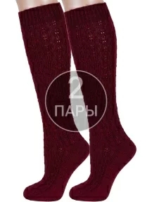 Комплект из 2 пар женских гольфов RuSocks (Орудьевский трикотаж) ТЕМНО-БОРДОВЫЕ (2-Ж-155-03)