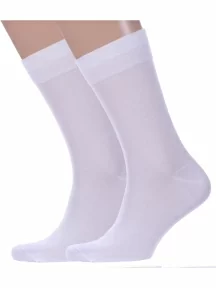 Комплект из 2 пар мужских носков Sergio Di Calze (PINGONS) из мерсеризованного хлопка, 2-17SC6, БЕЛЫЕ