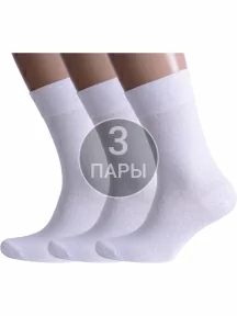 Комплект из 3 пар мужских носков Альтаир, 3-H226, БЕЛЫЕ