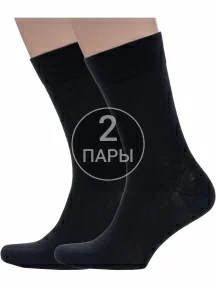 Комплект из 2 пар мужских носков Grinston socks (PINGONS) из 100% хлопка ЧЕРНЫЕ (2-15D2)